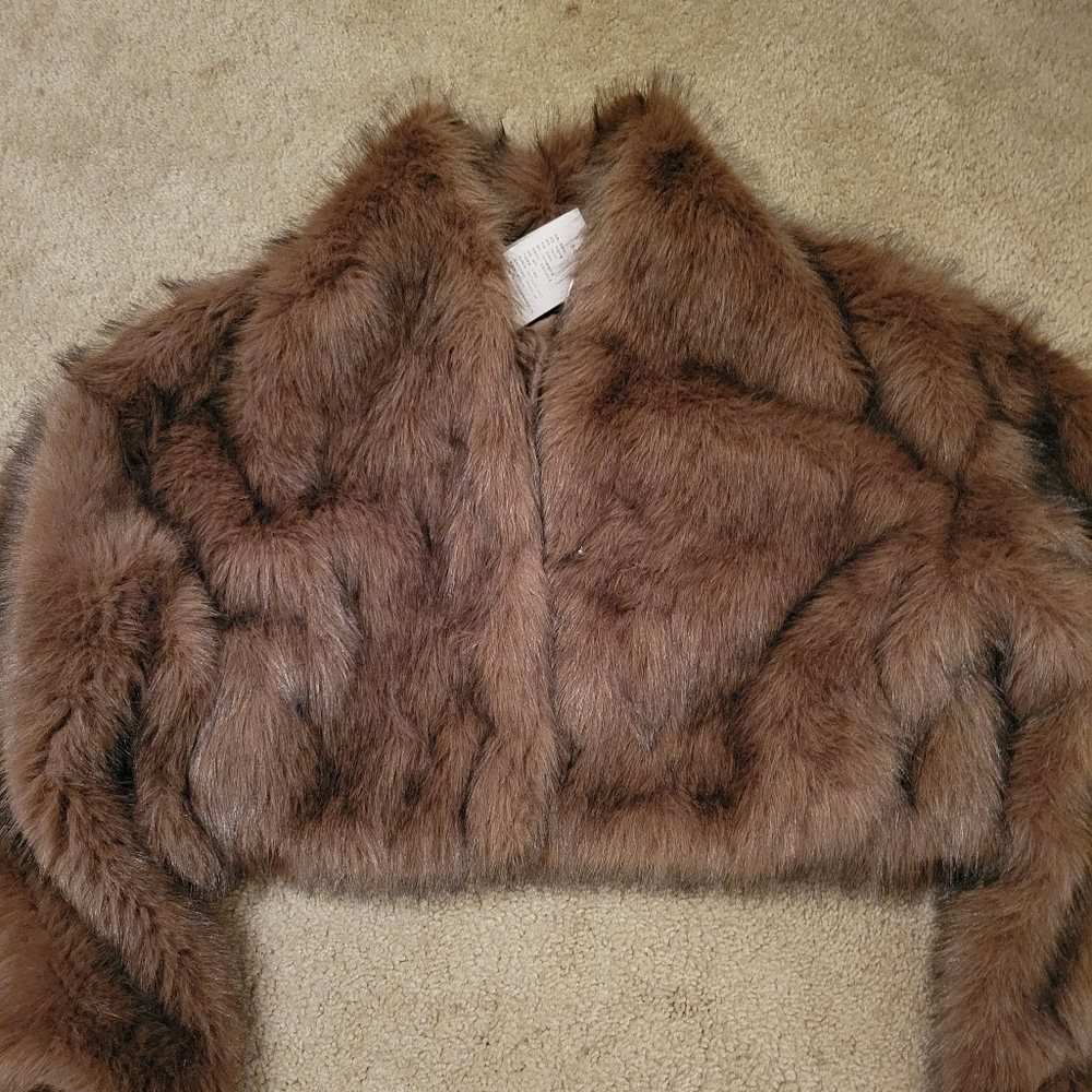 Brown faux fur coat